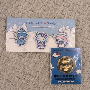 Sanrio Hello Kitty Embroidered Pin Set with Gold Collectible